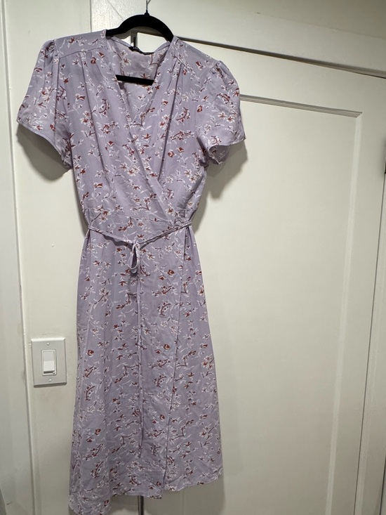SHEIN Dresses & Skirts - SHEIN Lavender Floral Midi Wrap Dress with Tie Waist